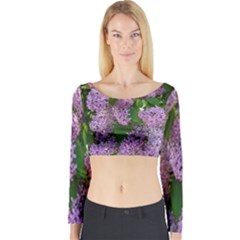 Lilacs 2 Long Sleeve Crop Top by dawnsiegler