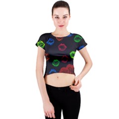 Hot Lips Crew Neck Crop Top by dawnsiegler