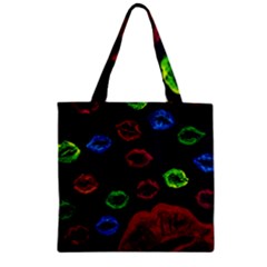 Hot Lips Zipper Grocery Tote Bag by dawnsiegler