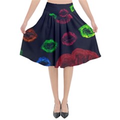 Hot Lips Flared Midi Skirt by dawnsiegler