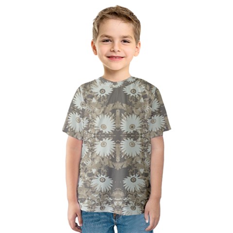 Vintage Daisy Floral Pattern Kids  Sport Mesh Tee by dflcprints