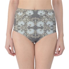 Vintage Daisy Floral Pattern High-waist Bikini Bottoms by dflcprints