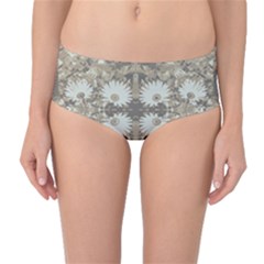 Vintage Daisy Floral Pattern Mid-waist Bikini Bottoms by dflcprints