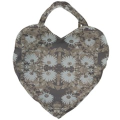 Vintage Daisy Floral Pattern Giant Heart Shaped Tote