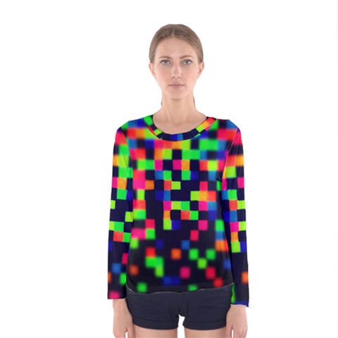 Squares Women s Long Sleeve Tee by dawnsiegler