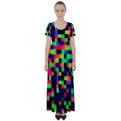 Squares High Waist Short Sleeve Maxi Dress by dawnsiegler