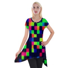 Squares Short Sleeve Side Drop Tunic by dawnsiegler