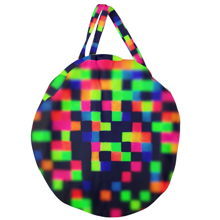 Squares Giant Round Zipper Tote