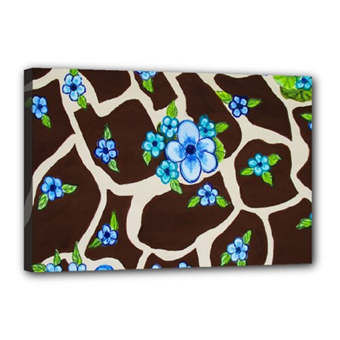 Floral Giraffe Print Canvas 18  X 12  by dawnsiegler