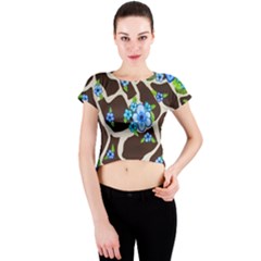 Floral Giraffe Print Crew Neck Crop Top by dawnsiegler