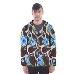 Floral Giraffe Print Hooded Wind Breaker (men) by dawnsiegler