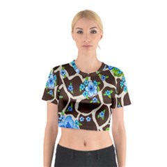 Floral Giraffe Print Cotton Crop Top by dawnsiegler