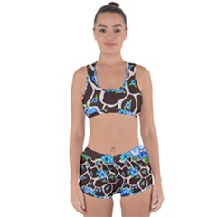 Floral Giraffe Print Racerback Boyleg Bikini Set by dawnsiegler