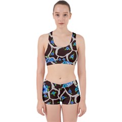 Floral Giraffe Print Work It Out Sports Bra Set by dawnsiegler