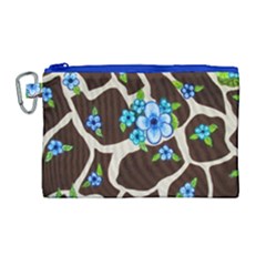 Floral Giraffe Print Canvas Cosmetic Bag (large) by dawnsiegler