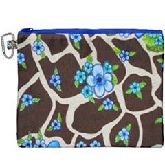 Floral Giraffe Print Canvas Cosmetic Bag (xxxl) by dawnsiegler