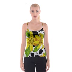 Floral Cow Print Spaghetti Strap Top by dawnsiegler