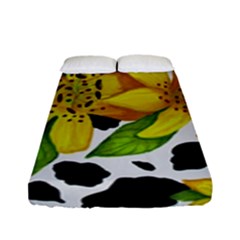 Floral Cow Print Fitted Sheet (full/ Double Size) by dawnsiegler