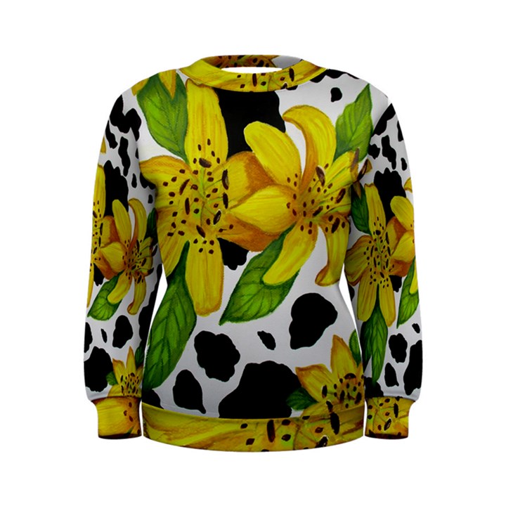 Floral Cow Print Women s Sweatshirt