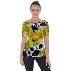 Floral Cow Print Short Sleeve Top by dawnsiegler