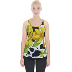 Floral Cow Print Piece Up Tank Top by dawnsiegler