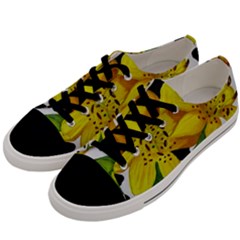 Floral Cow Print Men s Low Top Canvas Sneakers by dawnsiegler