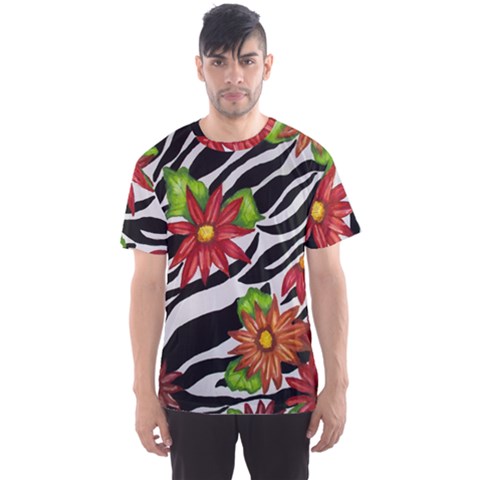 Floral Zebra Print Men s Sports Mesh Tee by dawnsiegler