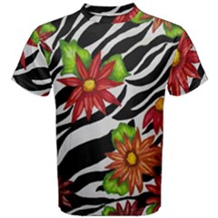 Floral Zebra Print Men s Cotton Tee by dawnsiegler