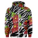 Floral Zebra Print Men s Zipper Hoodie View1