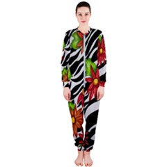 Floral Zebra Print Onepiece Jumpsuit (ladies) 