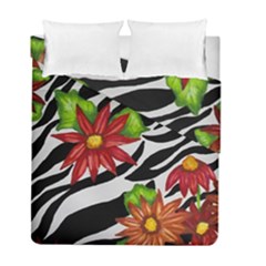 Floral Zebra Print Duvet Cover Double Side (full/ Double Size) by dawnsiegler