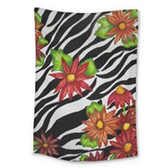 Floral Zebra Print Large Tapestry