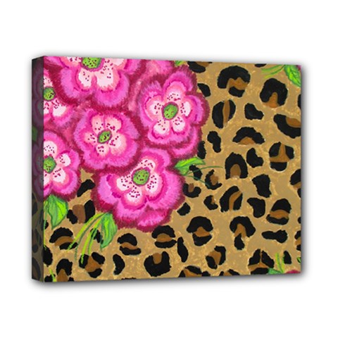 Floral Leopard Print Canvas 10  X 8  by dawnsiegler