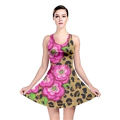 Floral Leopard Print Reversible Skater Dress by dawnsiegler