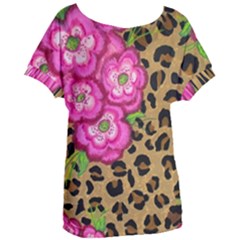 Floral Leopard Print Women s Oversized Tee by dawnsiegler