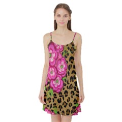 Floral Leopard Print Satin Night Slip by dawnsiegler