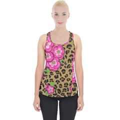 Floral Leopard Print Piece Up Tank Top by dawnsiegler