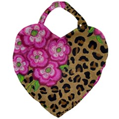 Floral Leopard Print Giant Heart Shaped Tote