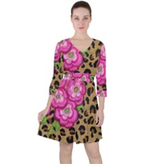 Floral Leopard Print Ruffle Dress