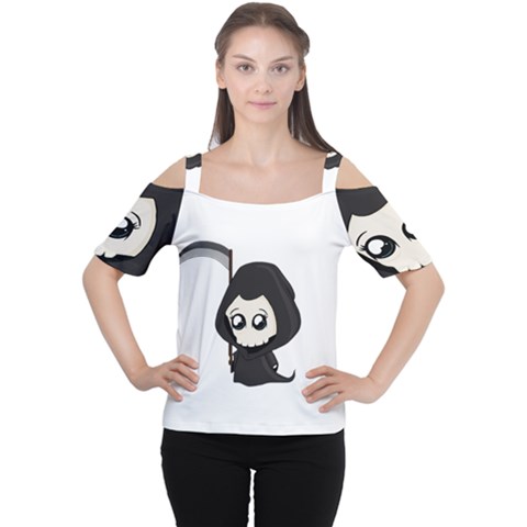 Cute Grim Reaper Cutout Shoulder Tee by Valentinaart