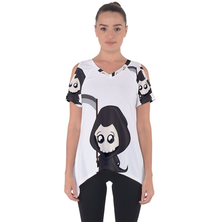 Cute Grim Reaper Cut Out Side Drop Tee