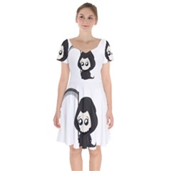 Cute Grim Reaper Short Sleeve Bardot Dress by Valentinaart