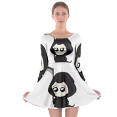 Cute Grim Reaper Long Sleeve Skater Dress by Valentinaart