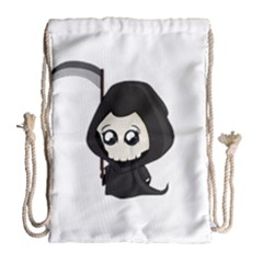 Cute Grim Reaper Drawstring Bag (large) by Valentinaart