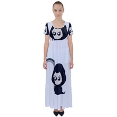 Cute Grim Reaper High Waist Short Sleeve Maxi Dress by Valentinaart