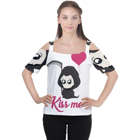 Cute Grim Reaper Cutout Shoulder Tee by Valentinaart