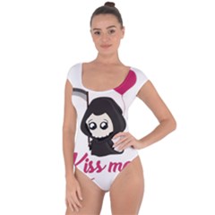 Cute Grim Reaper Short Sleeve Leotard  by Valentinaart