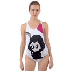 Cute Grim Reaper Cut-Out Back One Piece Swimsuit