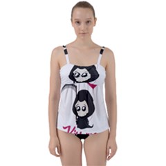 Cute Grim Reaper Twist Front Tankini Set