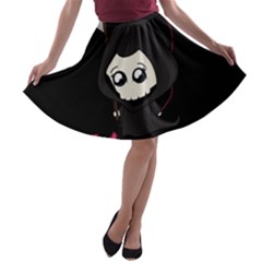 Cute Grim Reaper A-line Skater Skirt by Valentinaart